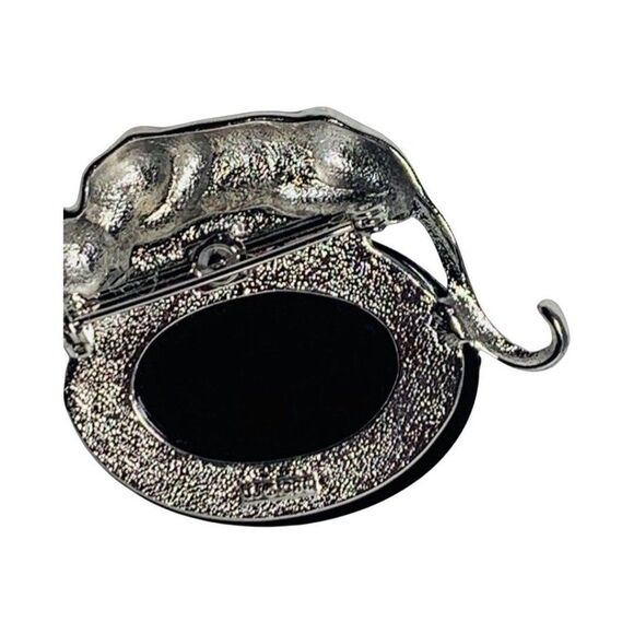 VTG JJ 1988 Black Onyx Glass Panther Brooch 2" Whimsical Figural Brooch Girlcore - Picture 6 of 8